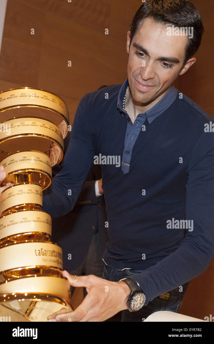 Spanish Cyclist Alberto Contador Of The Saxo Bank Team Shows The