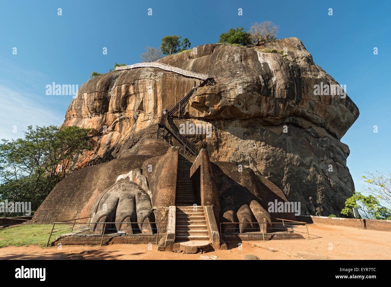 Lion Gate and Climbing Stretch at Sigiriya Rock, Sri Lanka Stock Photo