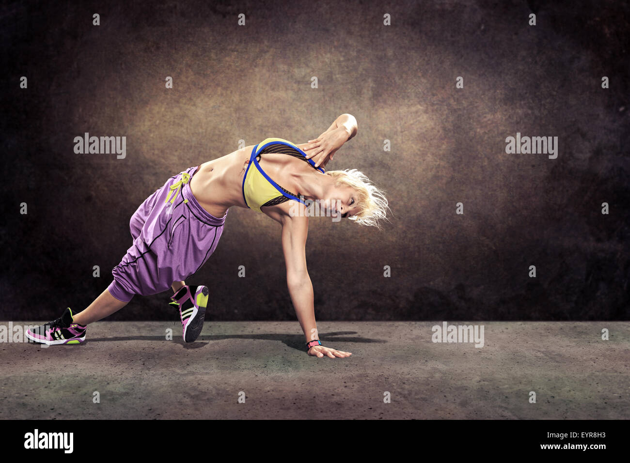 young women at aerobics or fitness training Stock Photo