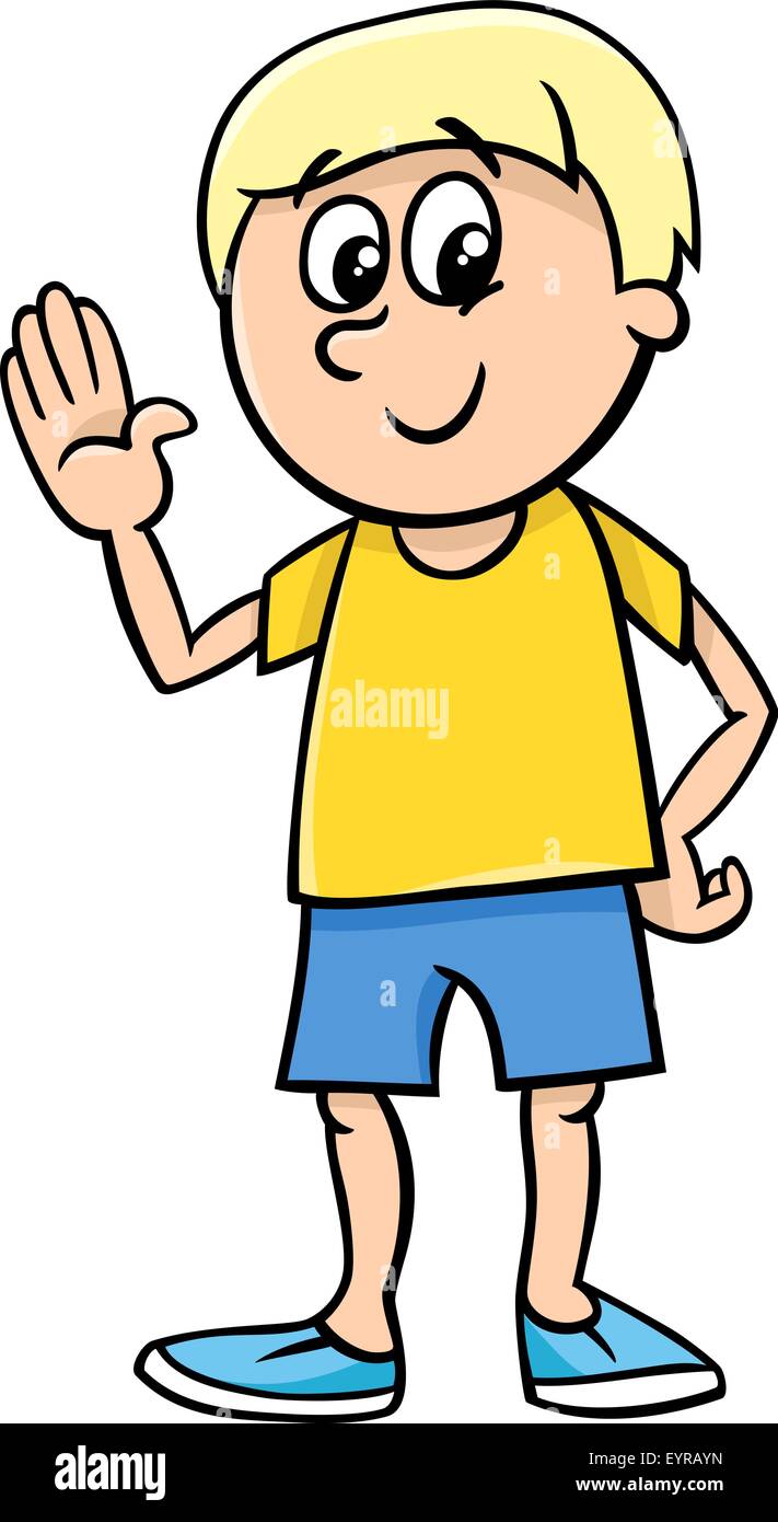 Cartoon Illustration of Happy Little Boy Character Stock Vector Image