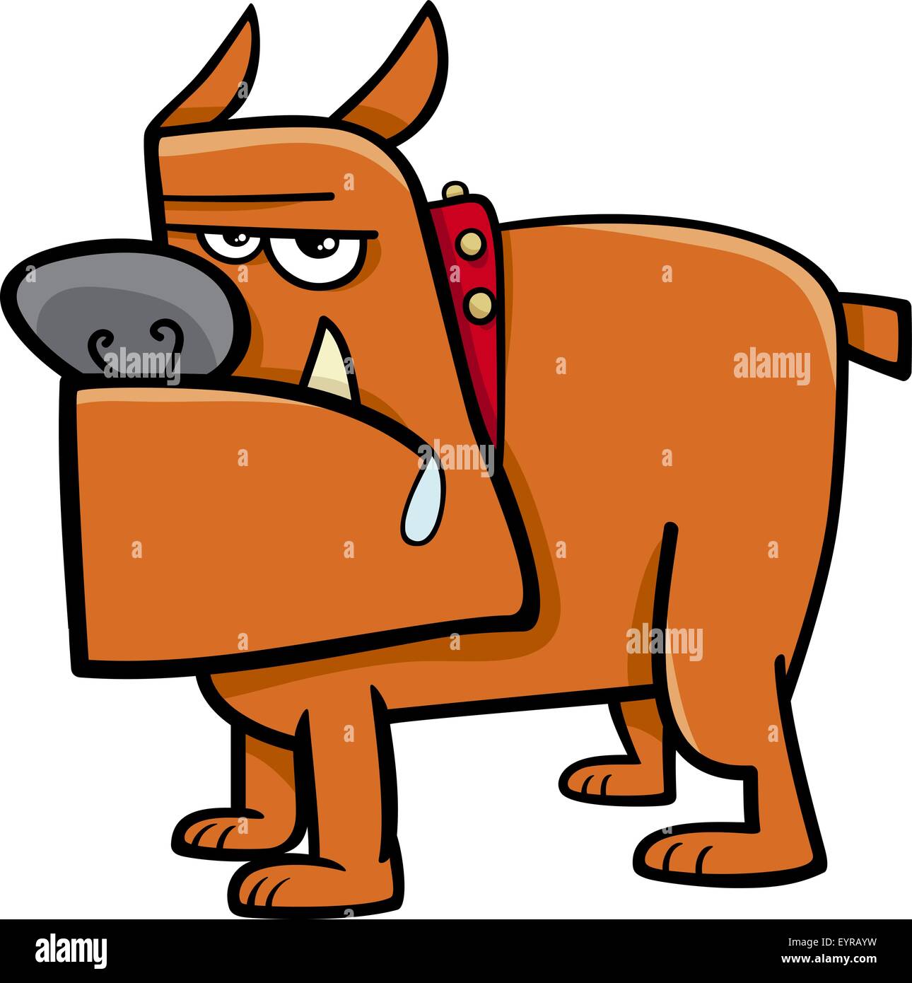 Cartoon Illustration of Bull Dog in Collar Stock Vector