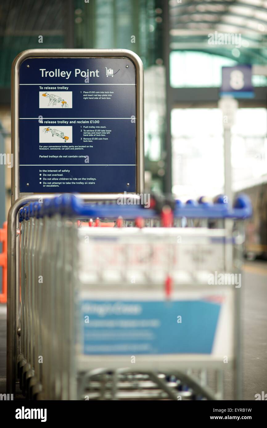 line of baggage trolleys at Kings Cross railway station Stock Photo Alamy
