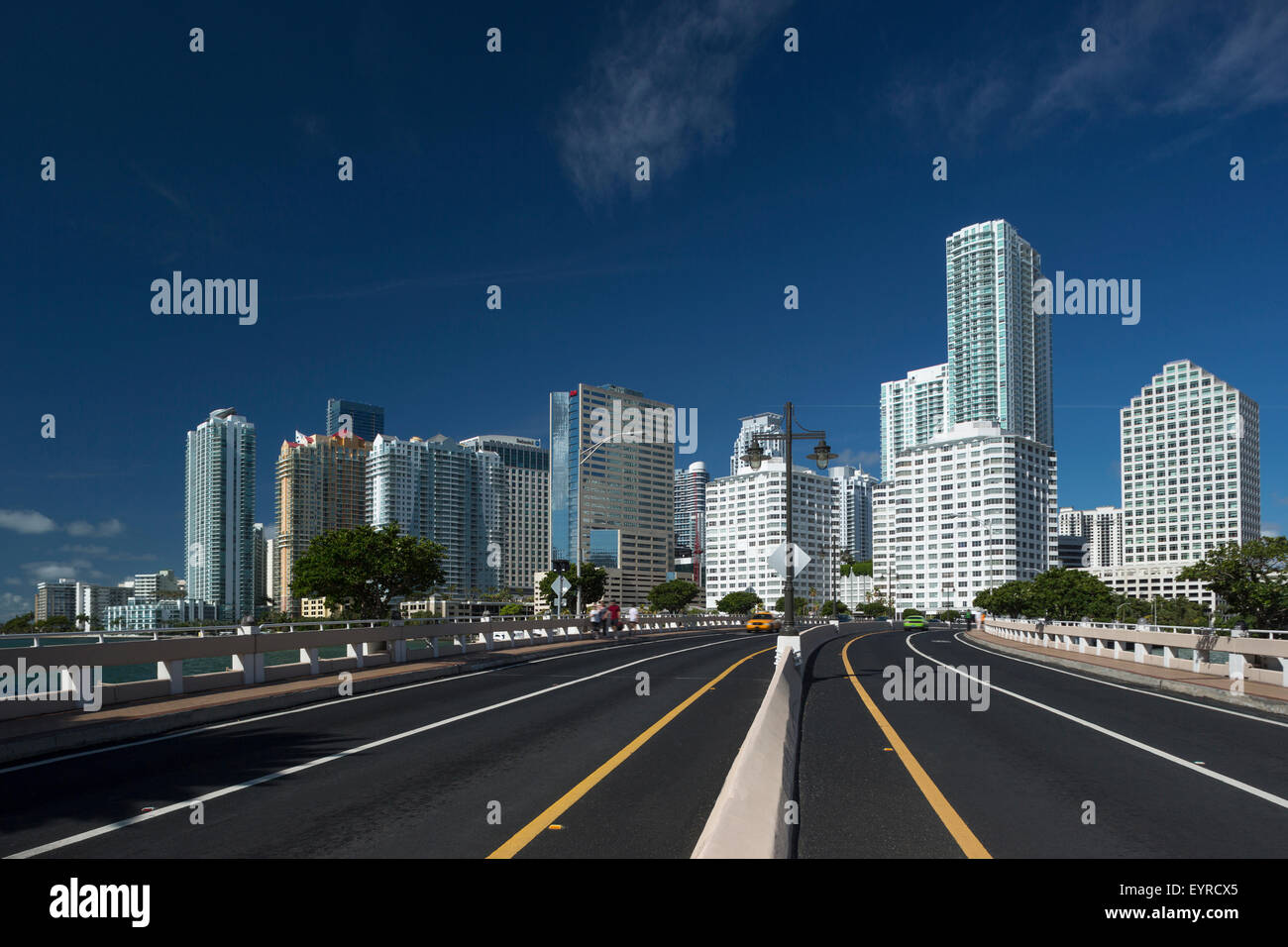 Miami Key Bridge BRICKELL KEY DRIVE SKYLINE DOWNTOWN MIAMI FLORIDA USA Stock Photo - Alamy