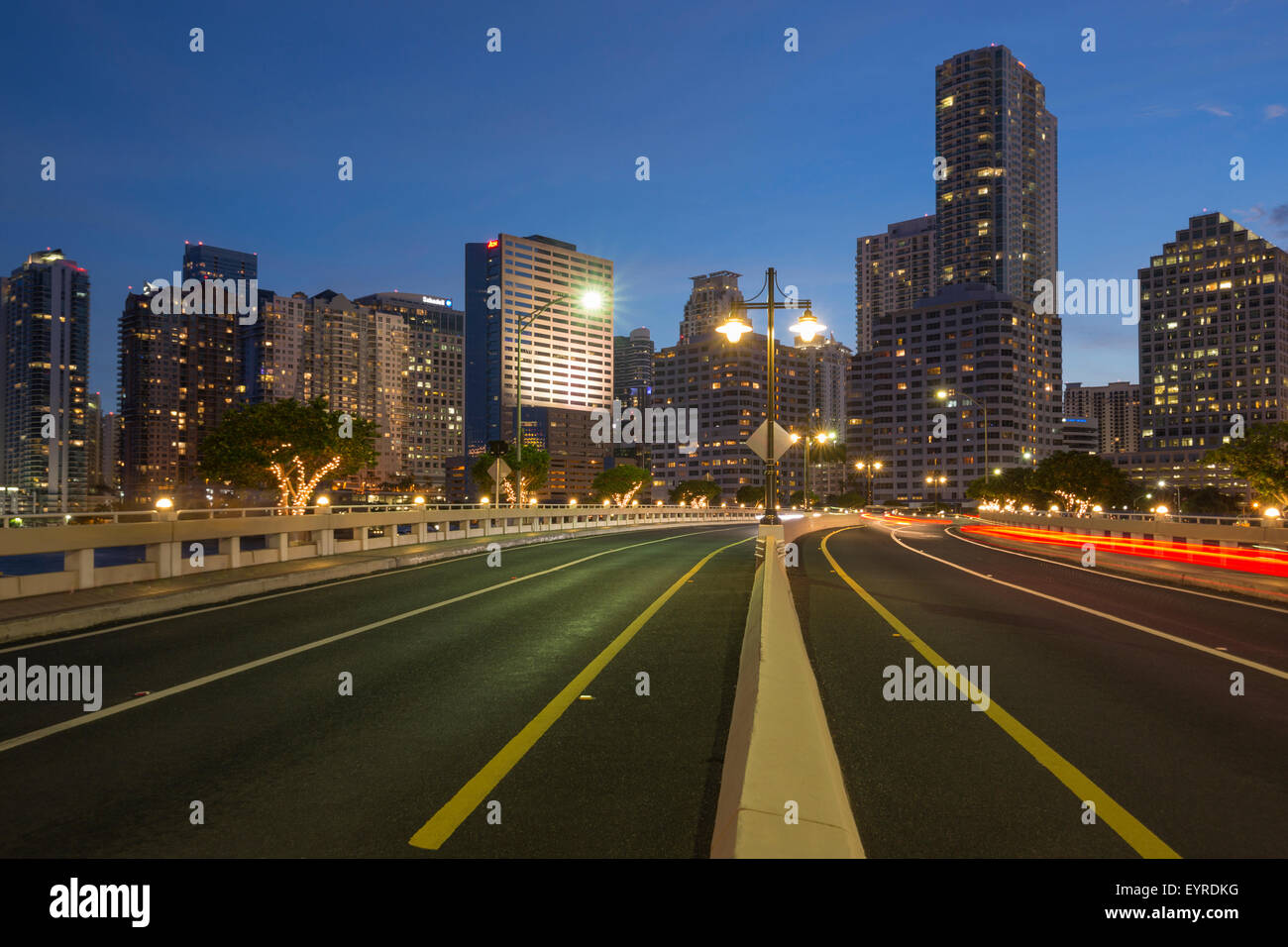 BRICKELL KEY DRIVE BRICKELL SKYLINE DOWNTOWN MIAMI FLORIDA USA Stock Photo