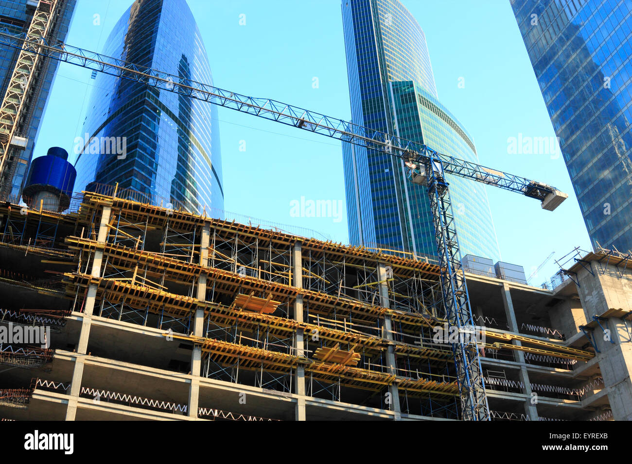 Formwork systems in use at a building site. Stock Photo