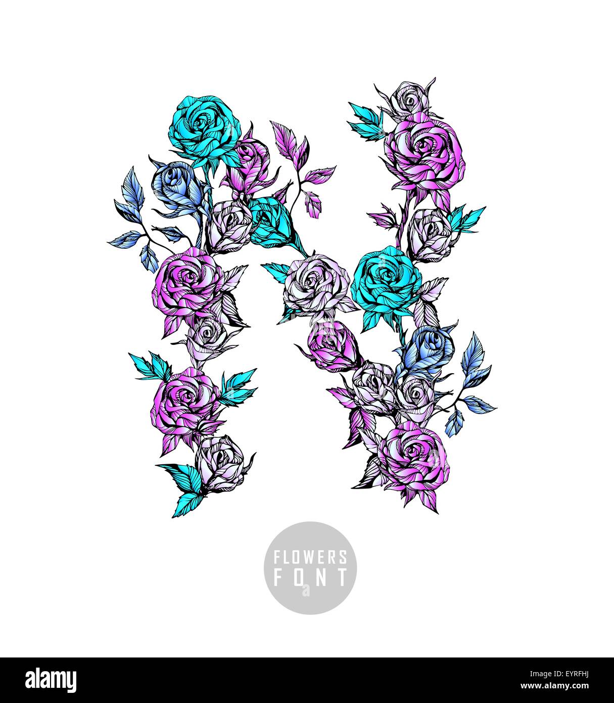 Vector colorful flower font Stock Vector Image & Art Alamy