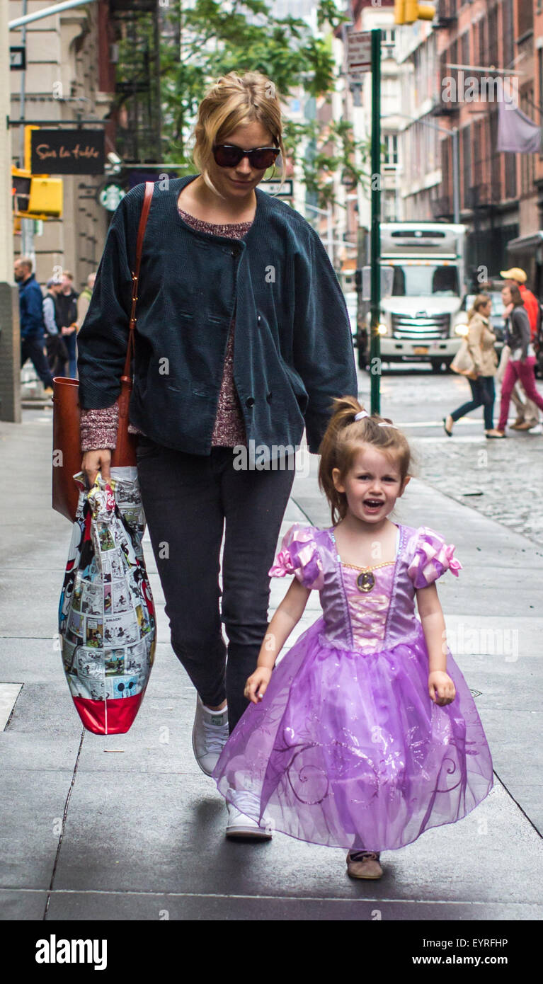Sienna Miller was seen enjoying a walk in New York with her little