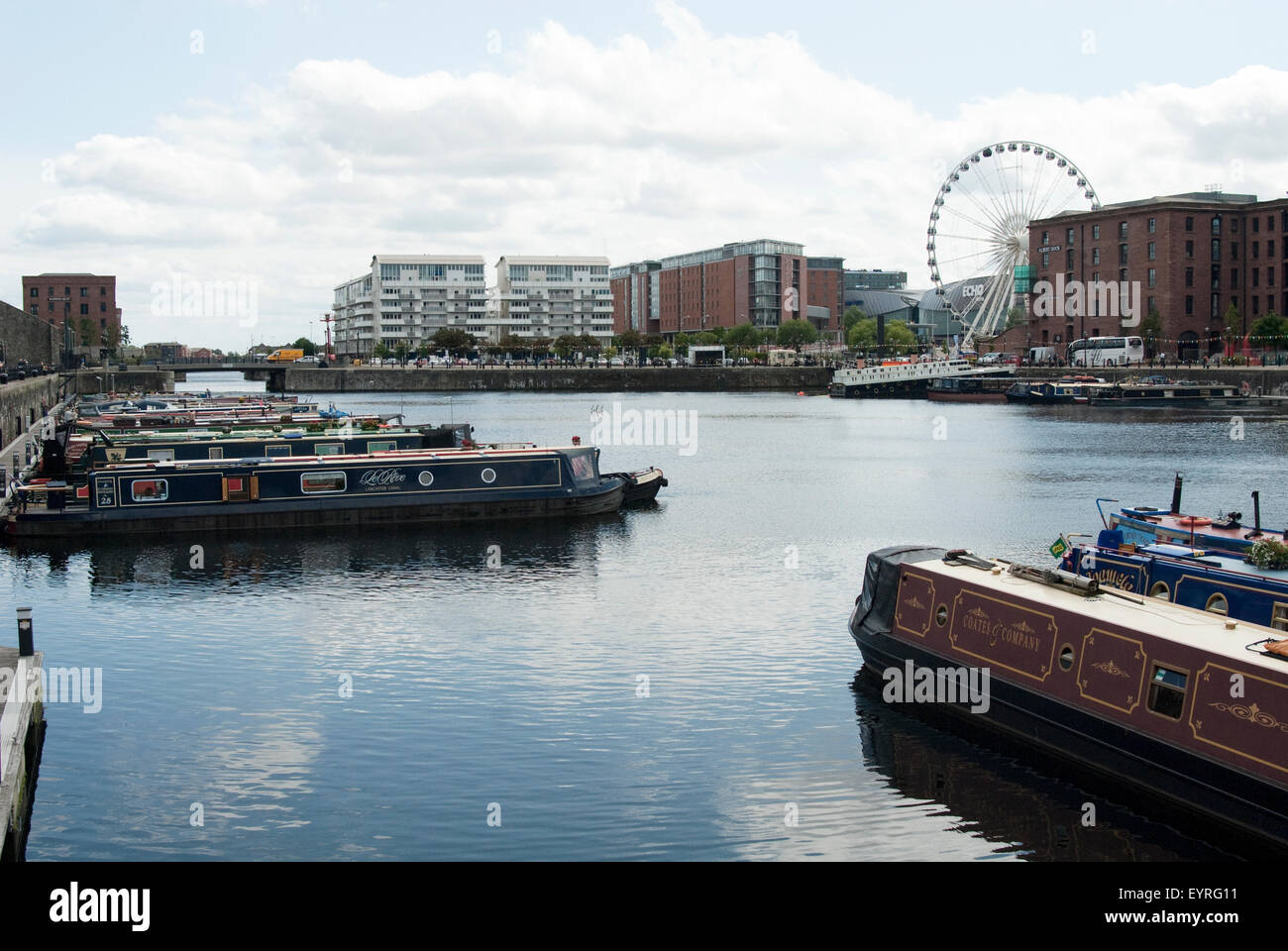 Editorial image taken in Liverpool overlooking Canning and Salthouse Dock Stock Photo