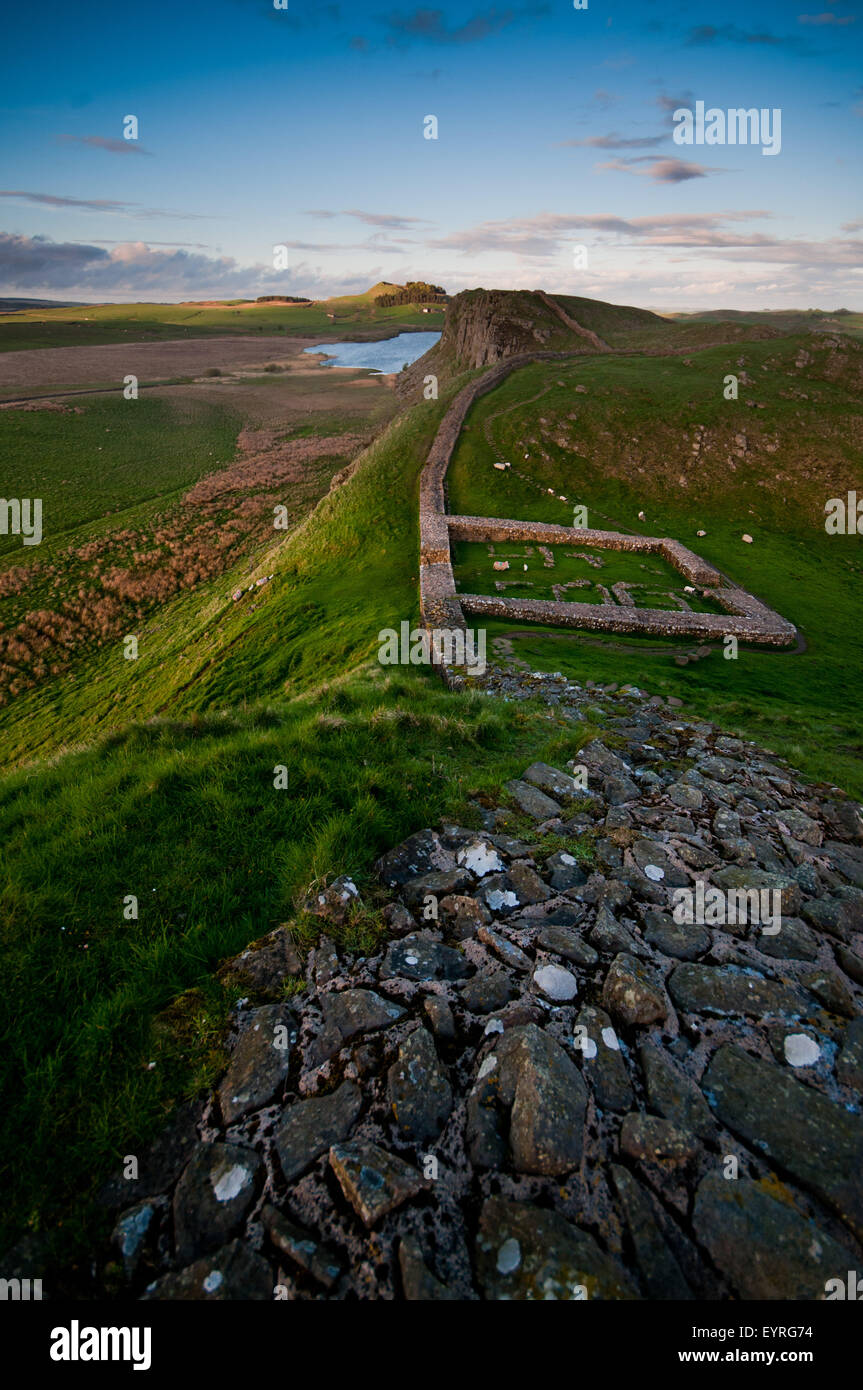 Hadrian's Wall also called the Roman Wall, Milecastle 39. Stock Photo