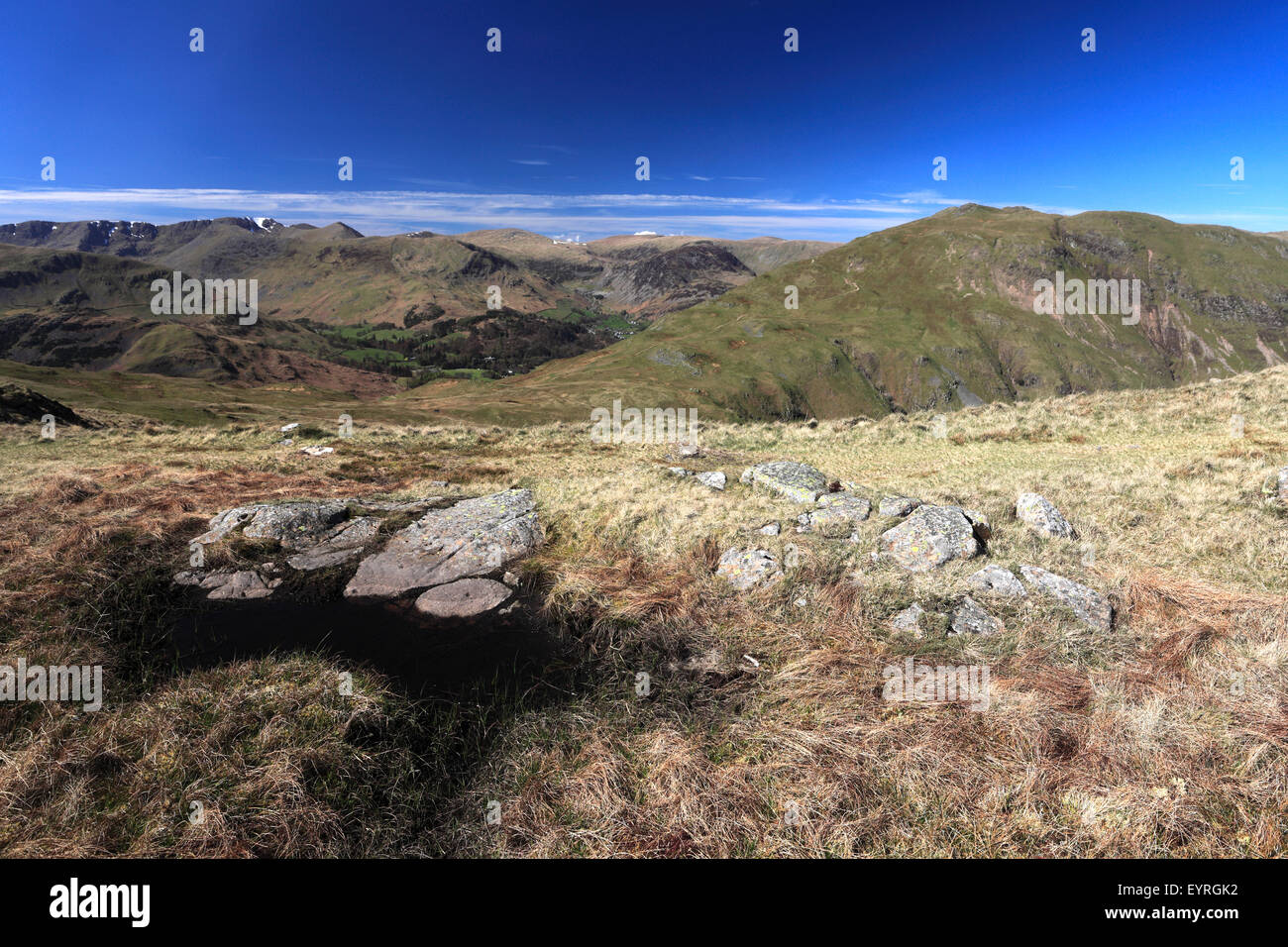 The Helvellyn mountain Range and Patterdale valley, Lake District ...