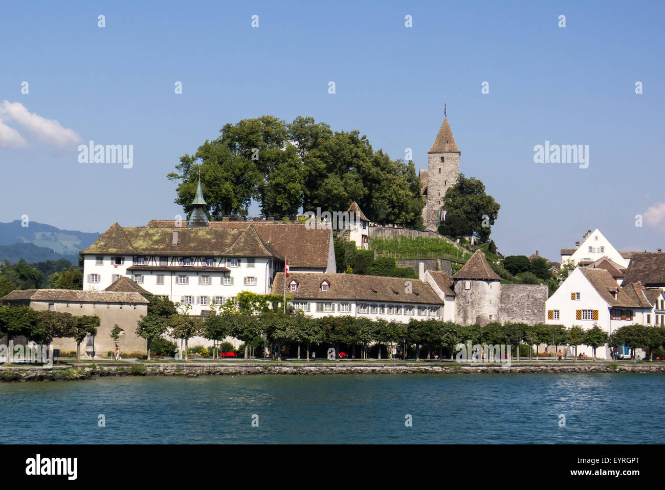 Rapperswil, Switzerland. View of village and old buildings from the lake. Stock Photo
