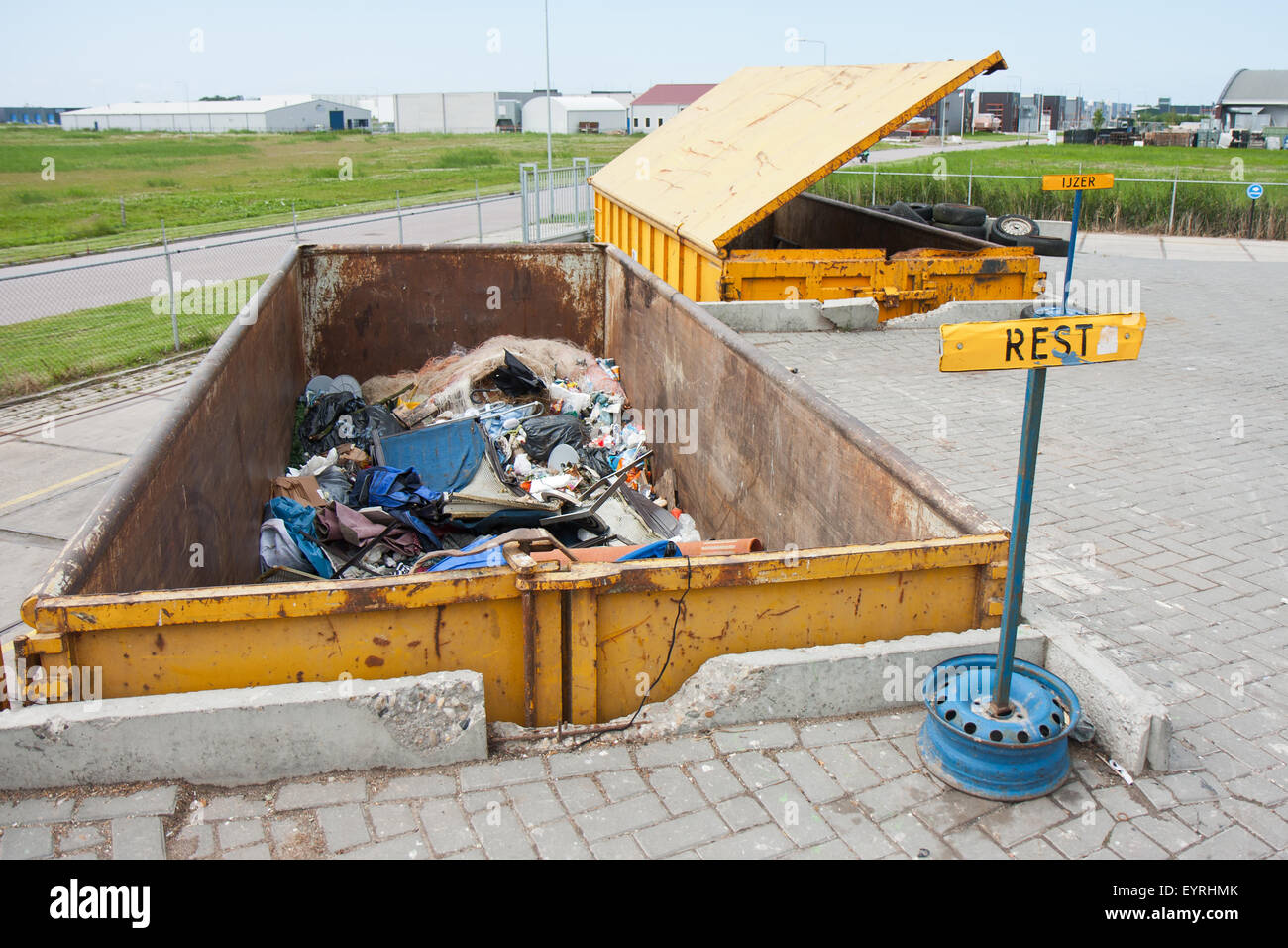 Big iron dumpsters at a refuse dump Stock Photo Alamy