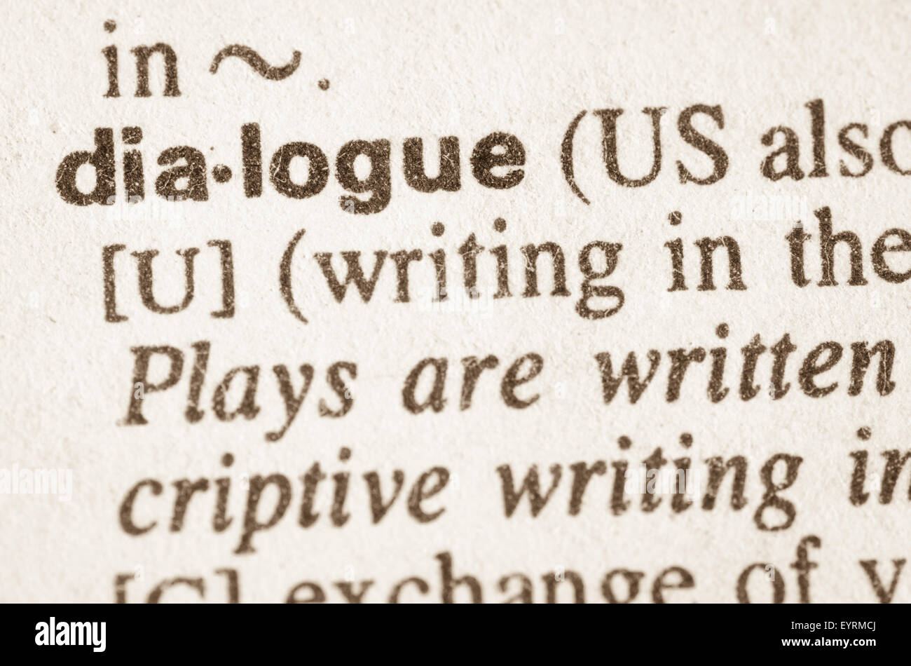 Definition of word dialogue  in dictionary Stock Photo
