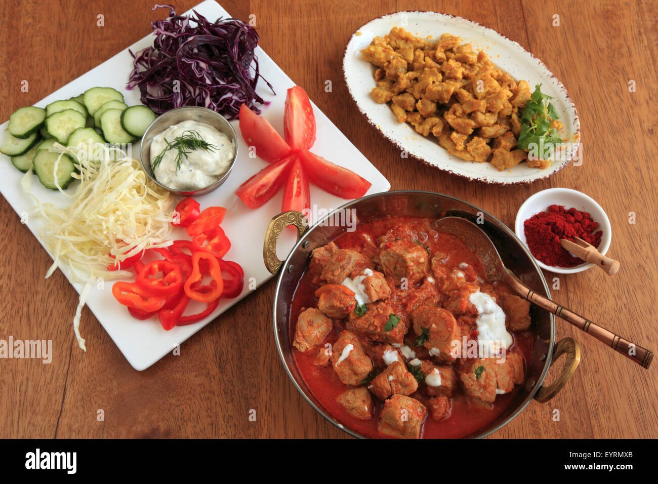 Hungarian food, beef goulash, side dishes, Stock Photo