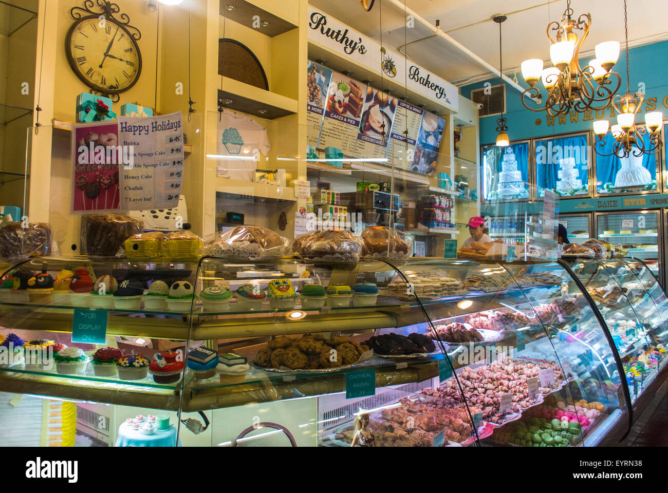 New York City, USA, Ruthery's Bakery Shop Case with Cakes, Shops Inside