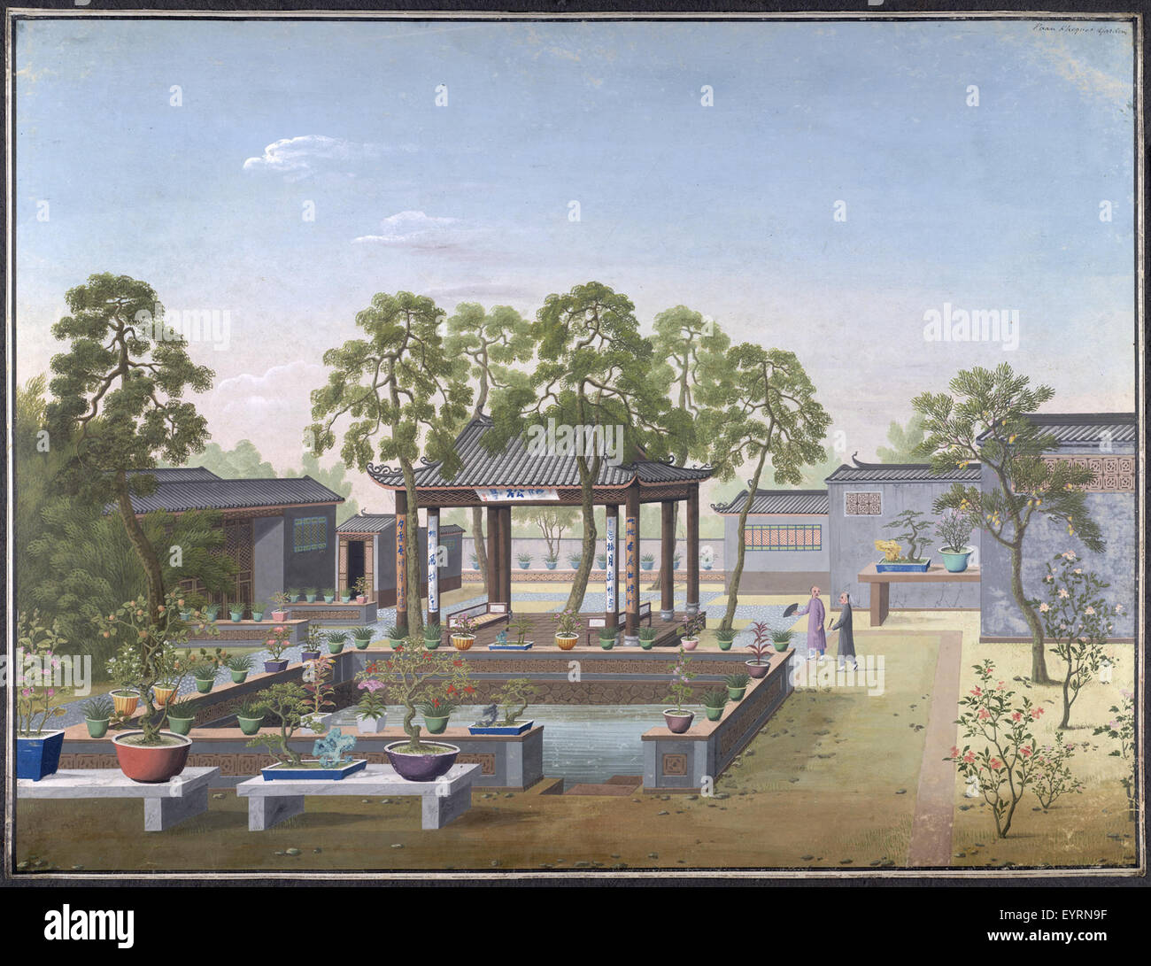 A photograph of a Chinese garden, showcasing traditional landscaping ...