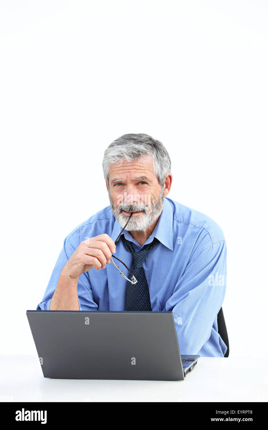 Man in glasses blue shirt hi-res stock photography and images - Alamy