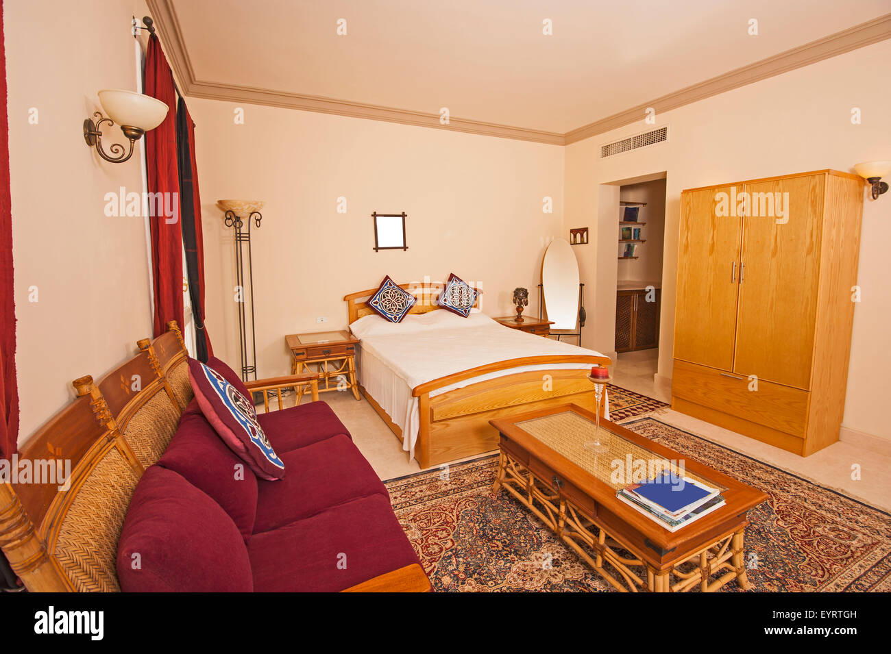 Interior design of a bedroom in luxury villa Stock Photo - Alamy