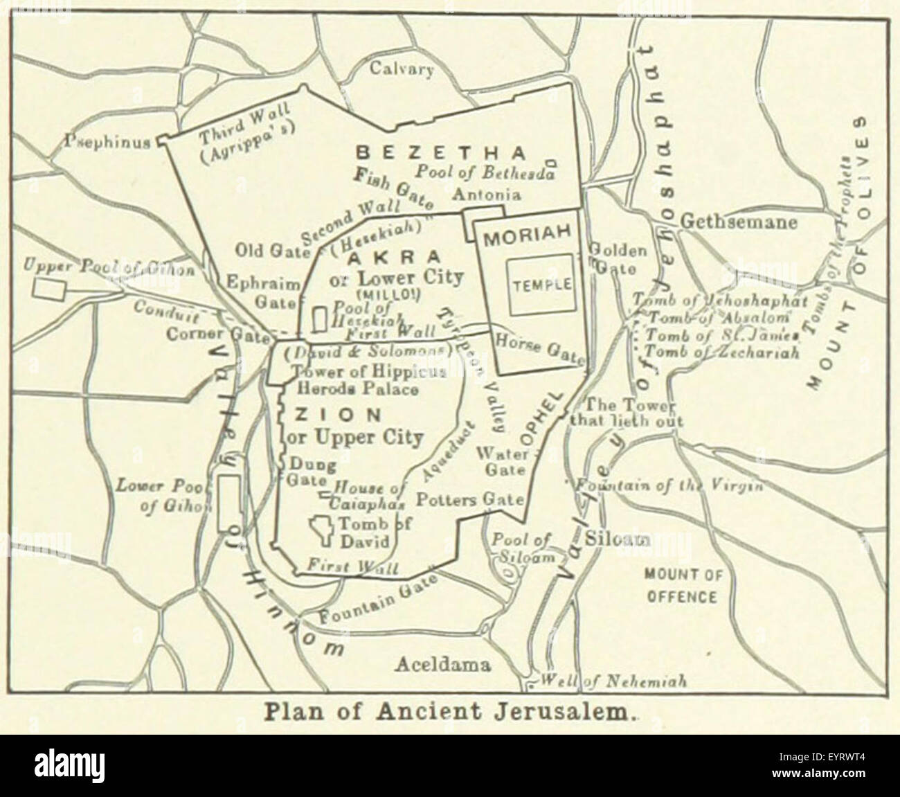 Map '.' extracted from Flickr ID 11302276264 Image taken from page 17 of 'Literary Landmarks of Jerusalem Stock Photo