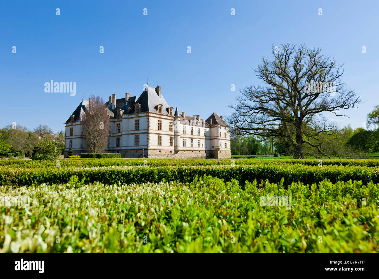 Chateau Cormatin with castle grounds, Northwest view, France Stock Photo