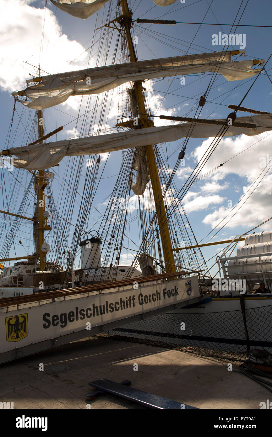 Sail school ship Gorch foresail at harbour of Saint Cruz Tenerife, Canary islands, Spain Stock