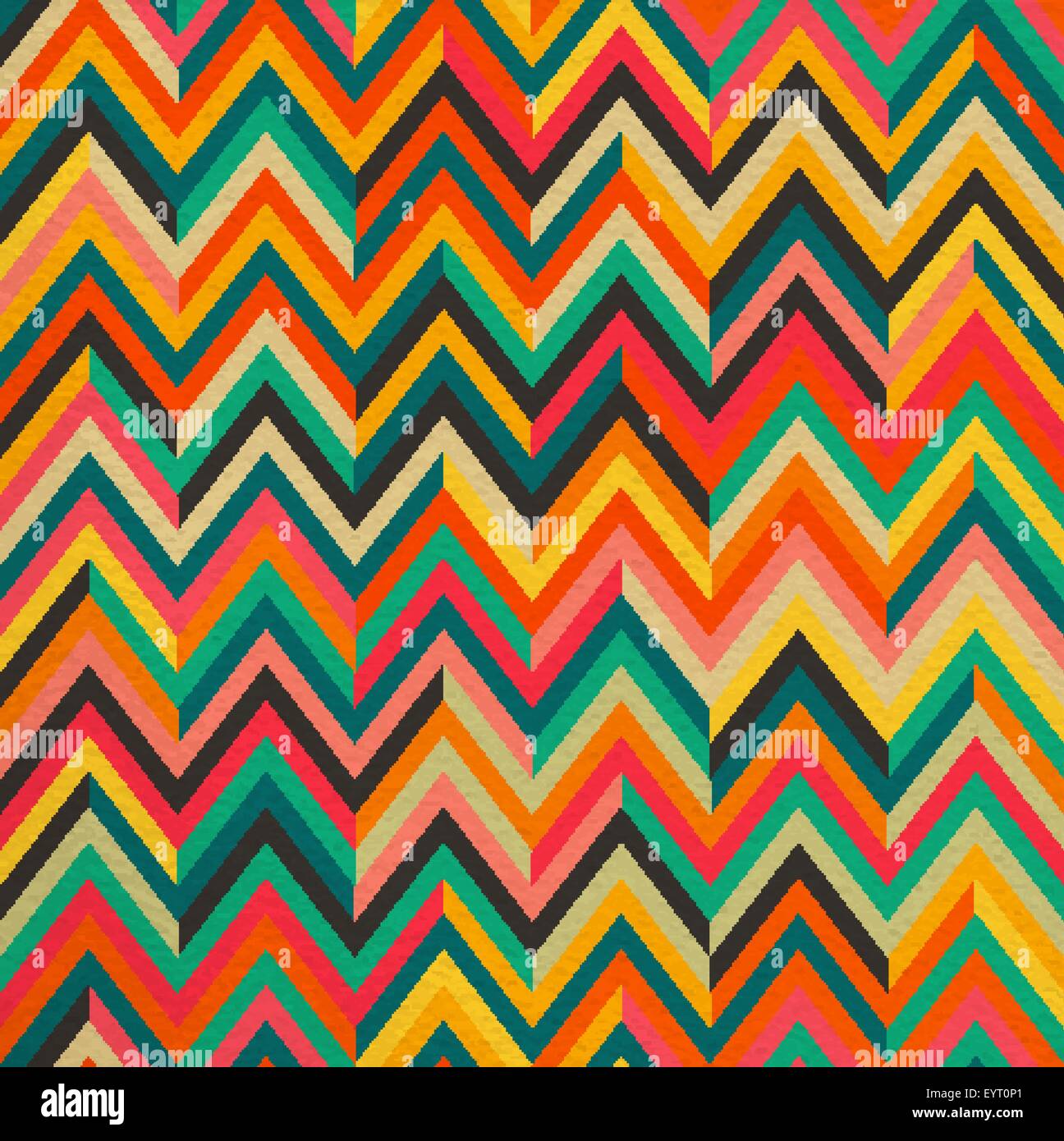 Geometric abstract zigzag colorful vintage retro seamless pattern background. Ideal for fabric, wrapping paper and book cover Stock Vector