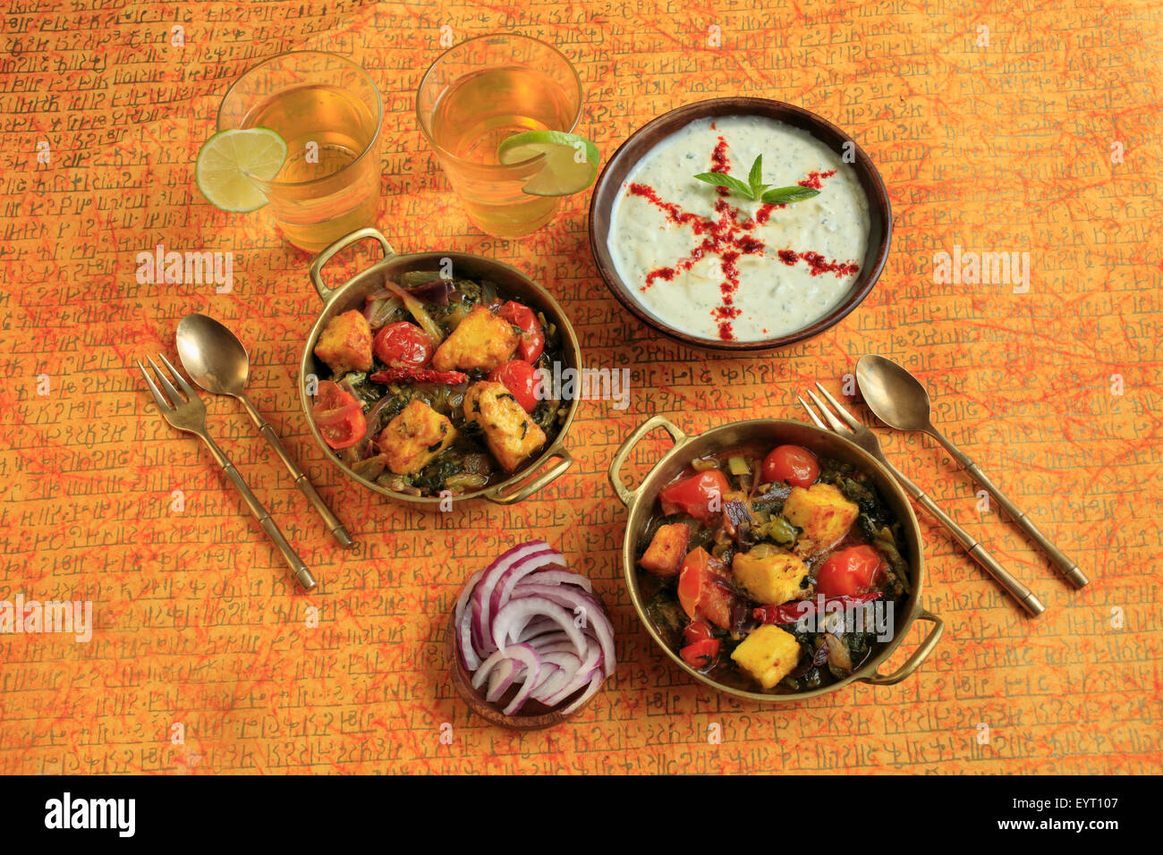 Spinach with fresh Indian cheese, palak paneer, saag paneer Stock Photo