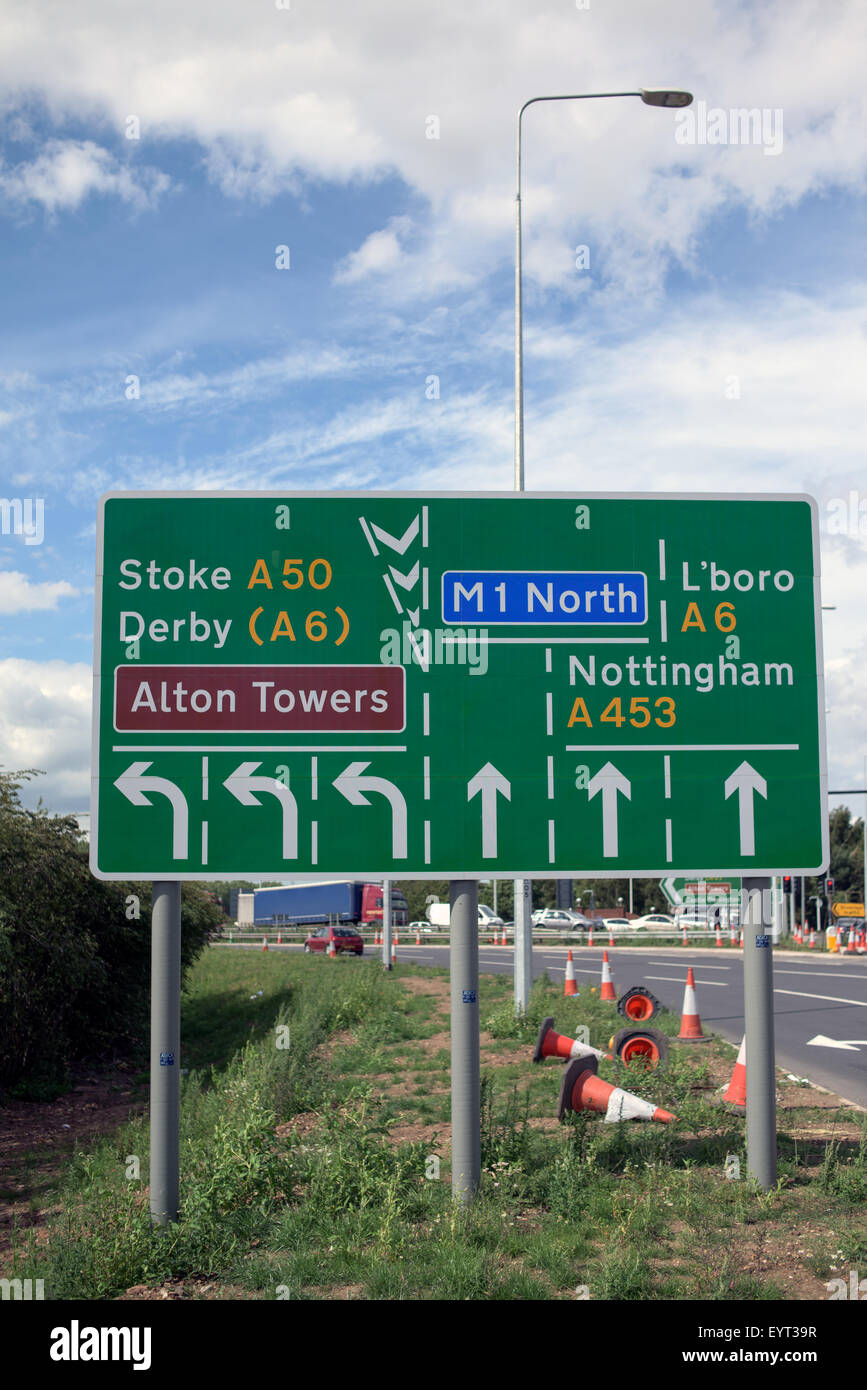 Traffic Road Sign Junction 24 M1 Motorway Stock Photo