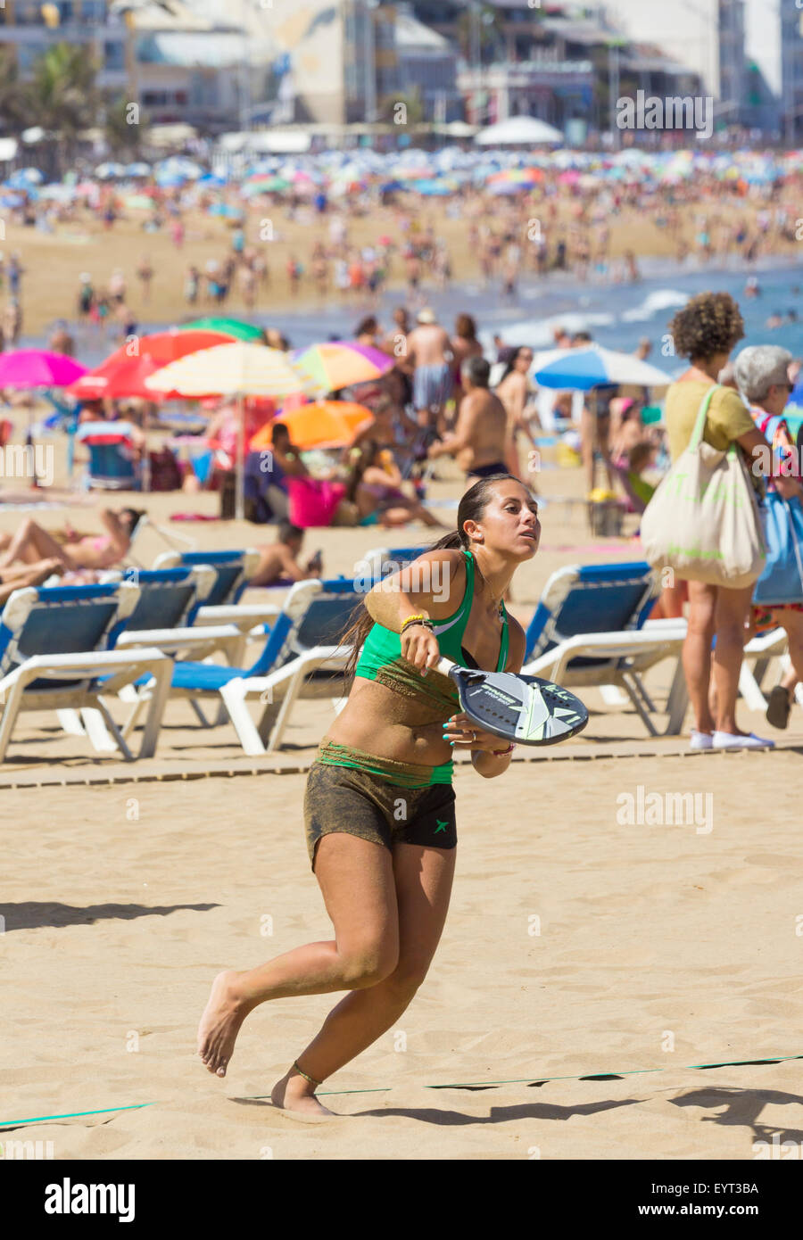 Beach Tennis in Spain Stock Photo