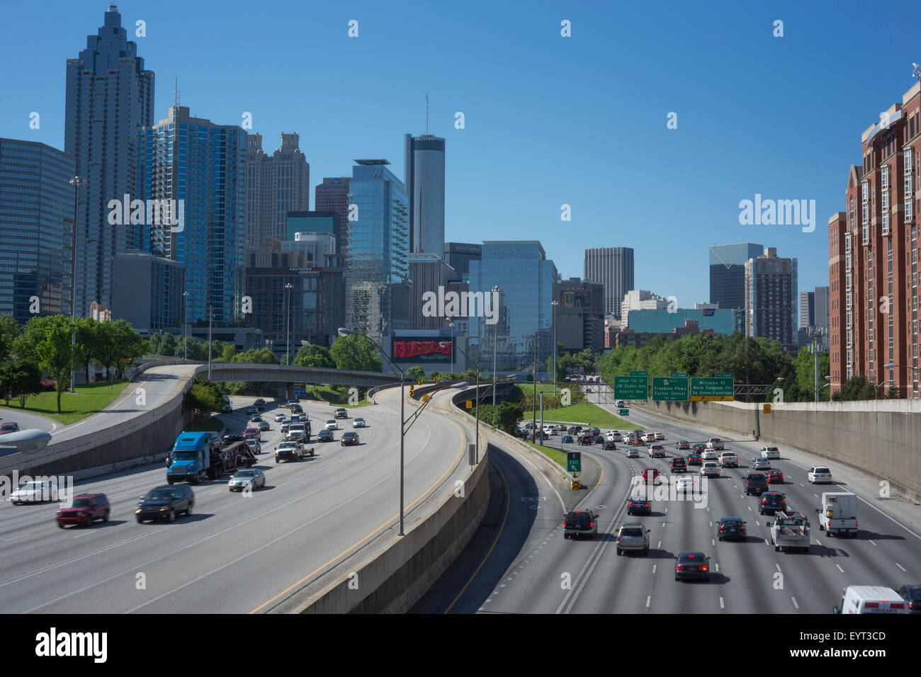 INTERSTATE I75/I85 CONNECTOR DOWNTOWN SKYLINE ATLANTA GEORGIA USA Stock ...