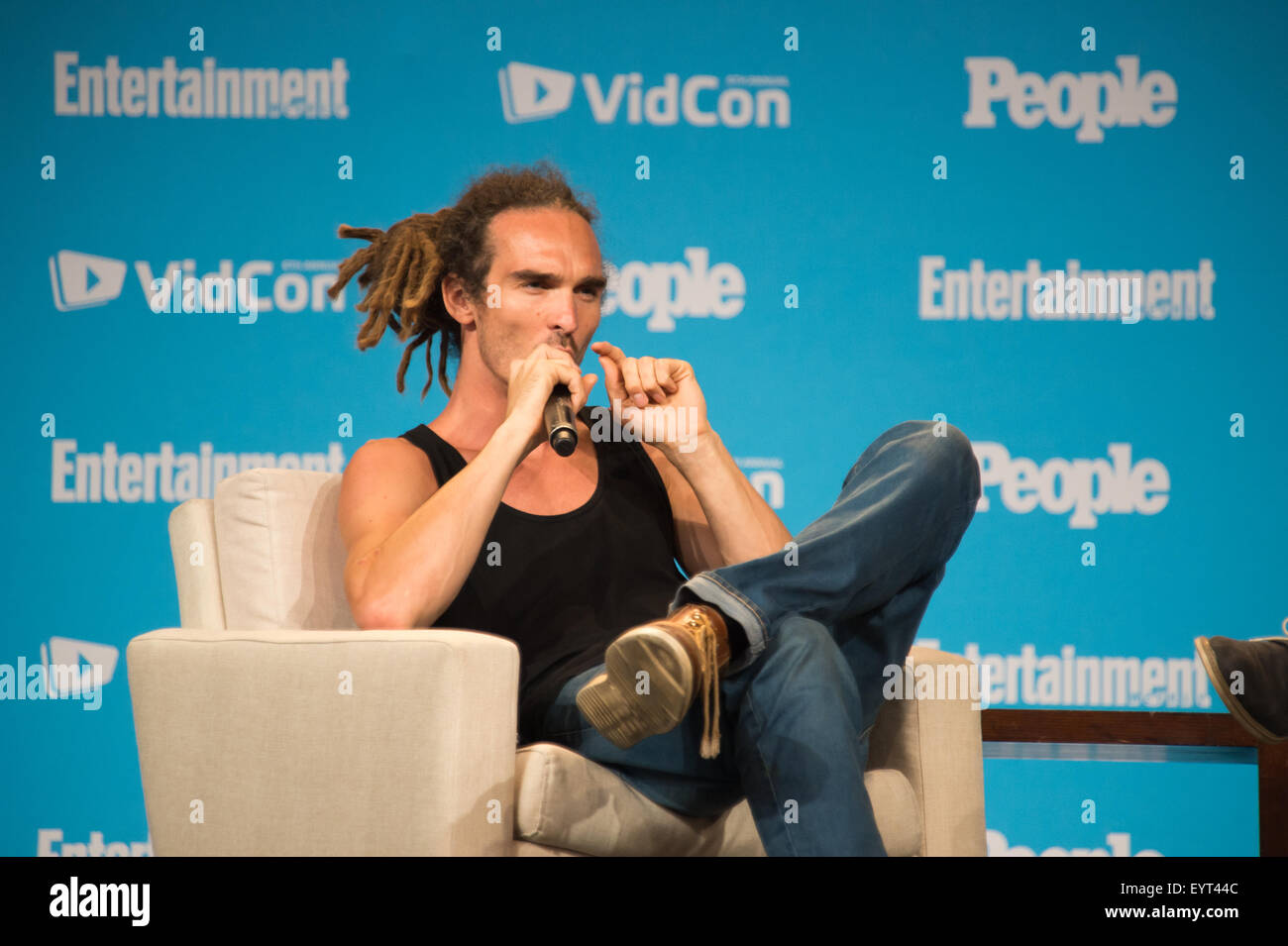 Anaheim, CA - June 23: Louis Cole answers questions for People Magazine at  VidCon 2015 at the Anaheim Convention Center in Anahe Stock Photo - Alamy