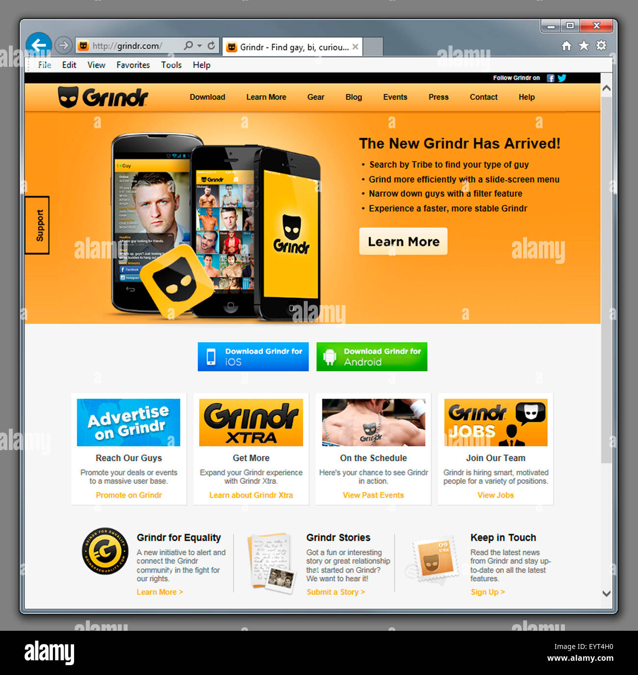 Grindr Website Homepage Stock Photo Alamy