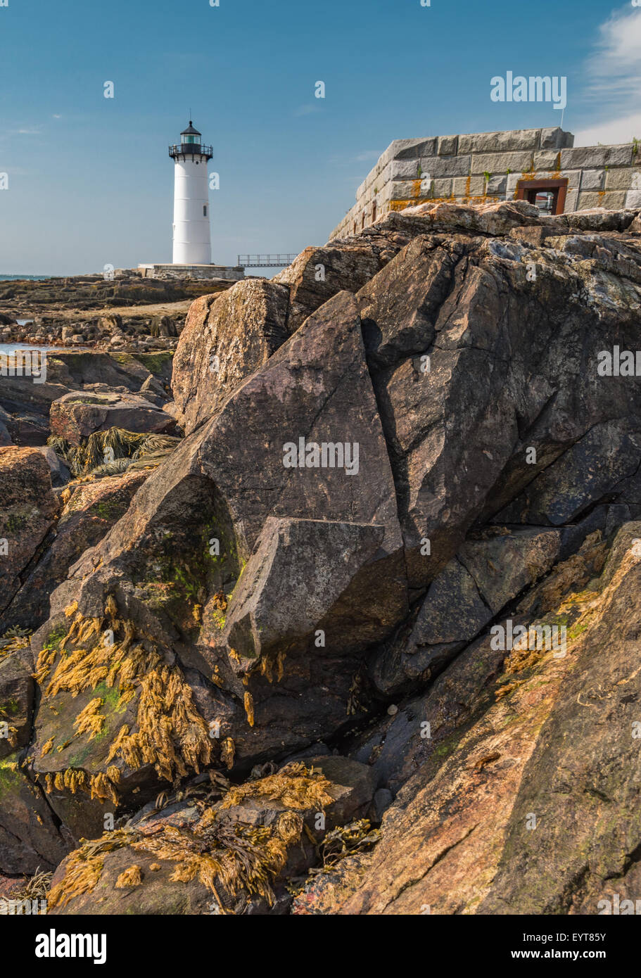 Portsmouth Harbor Light, aka Fort Point Lighthouse near Fort Constitution in New Castle, New Hampshire, USA - Stock Image