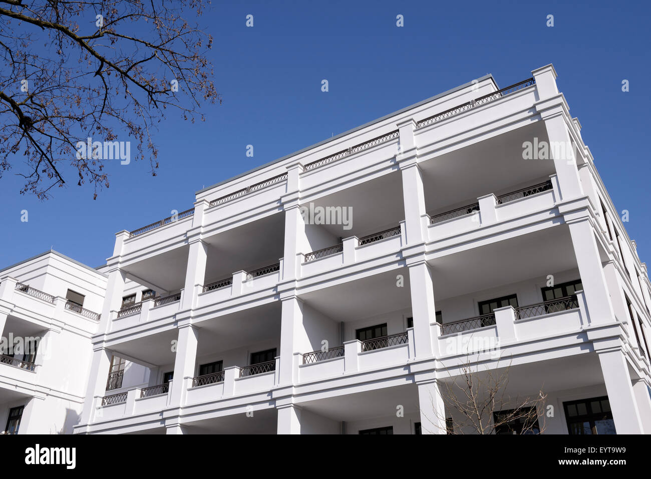 Luxurious apartment house with large balconies, Germany, North Rhine