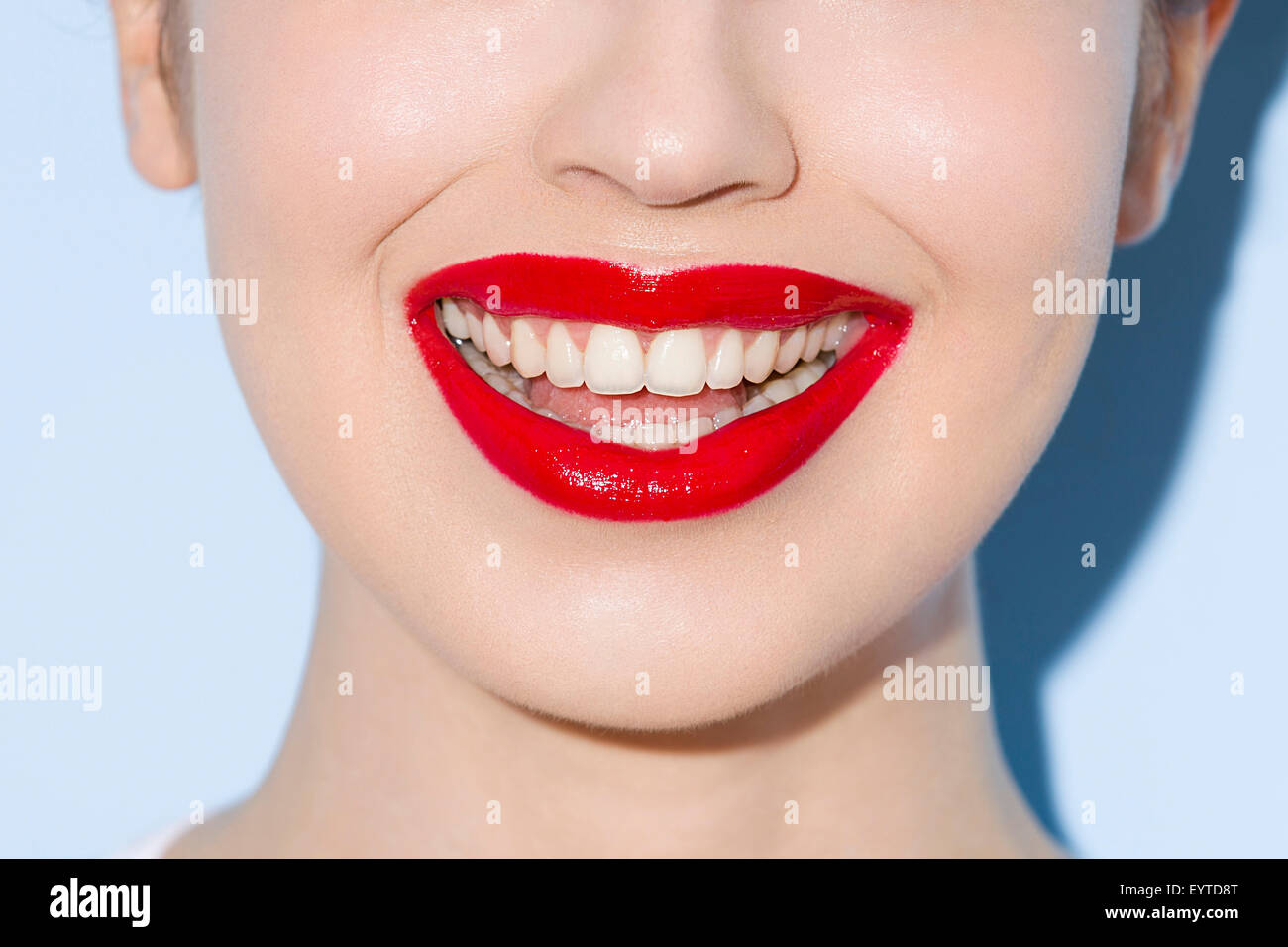 Young woman, smiling, face, detail, mouth, close-up, Stock Photo