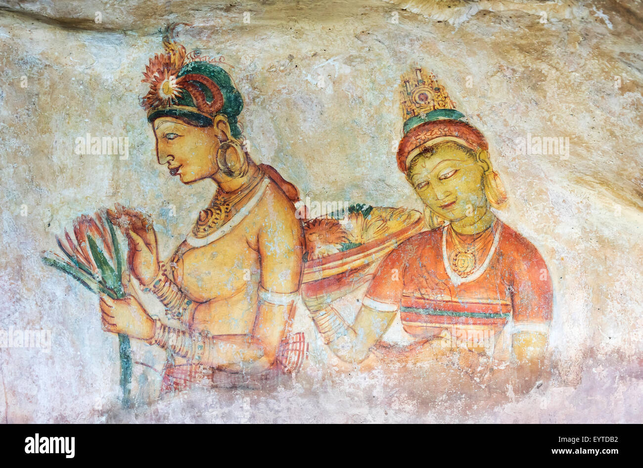 Sigiriya Wall Frescoes, Sri Lanka Stock Photo