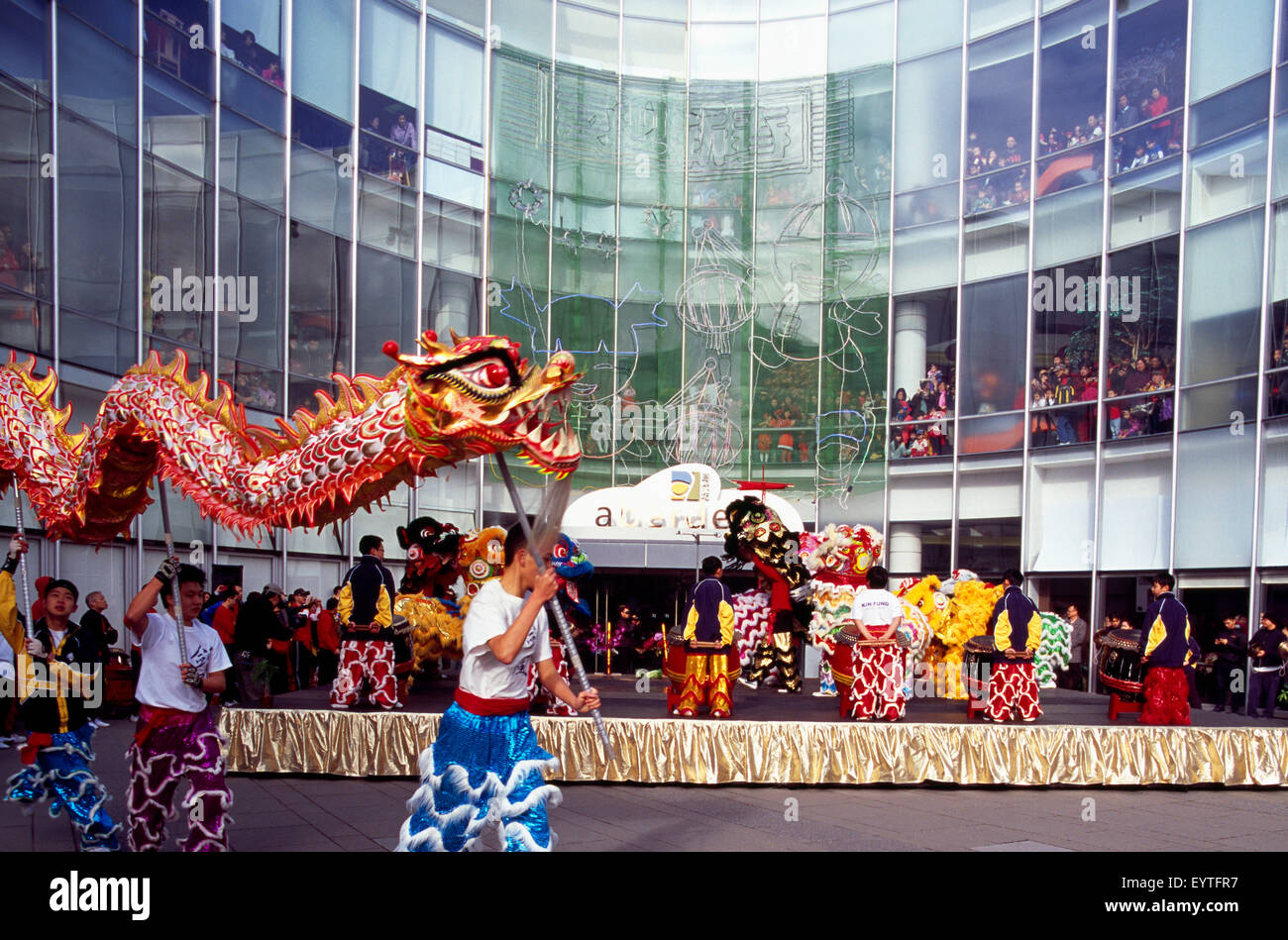 Chinese New Year Dragon Dance and Celebration, Richmond, BC, British Columbia, Canada Stock Photo