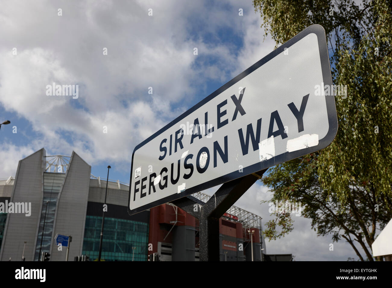 sir alex ferguson way old trafford Manchester uk Stock Photo