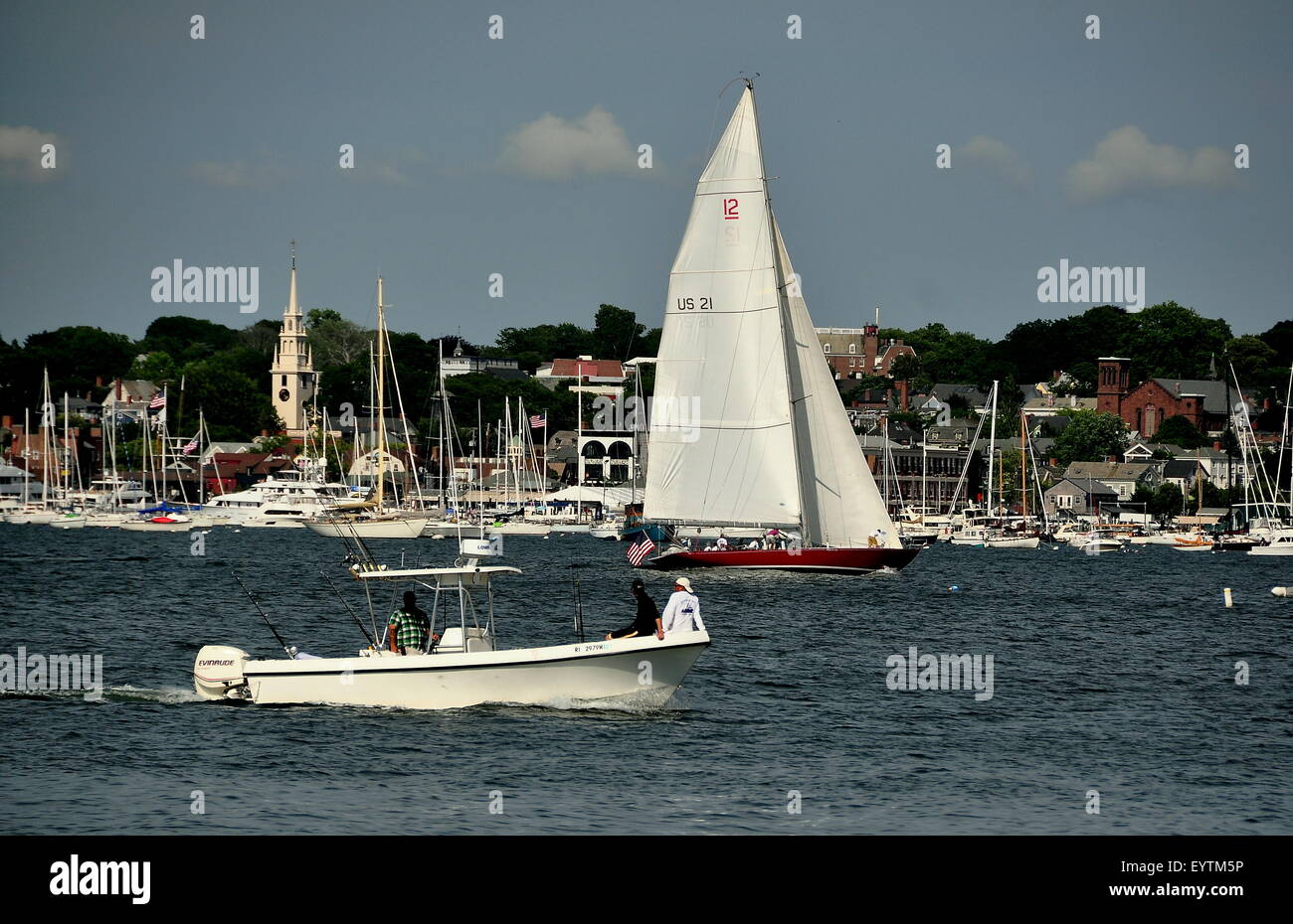 Newport, Rhode Island Sail and motor boats cruising Narragansett Bay