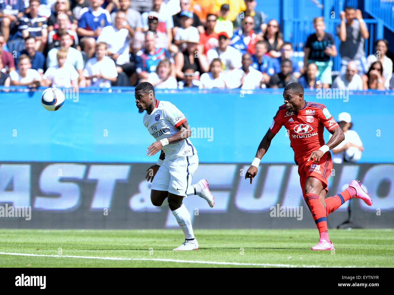 Montreal, Canada. 01st Aug, 2015. French Trophy of Champions match, between Paris St German and Lyon. Serge Aurier (psg) and Henri Bedimo (lyon) © Action Plus Sports/Alamy Live News Stock Photo
