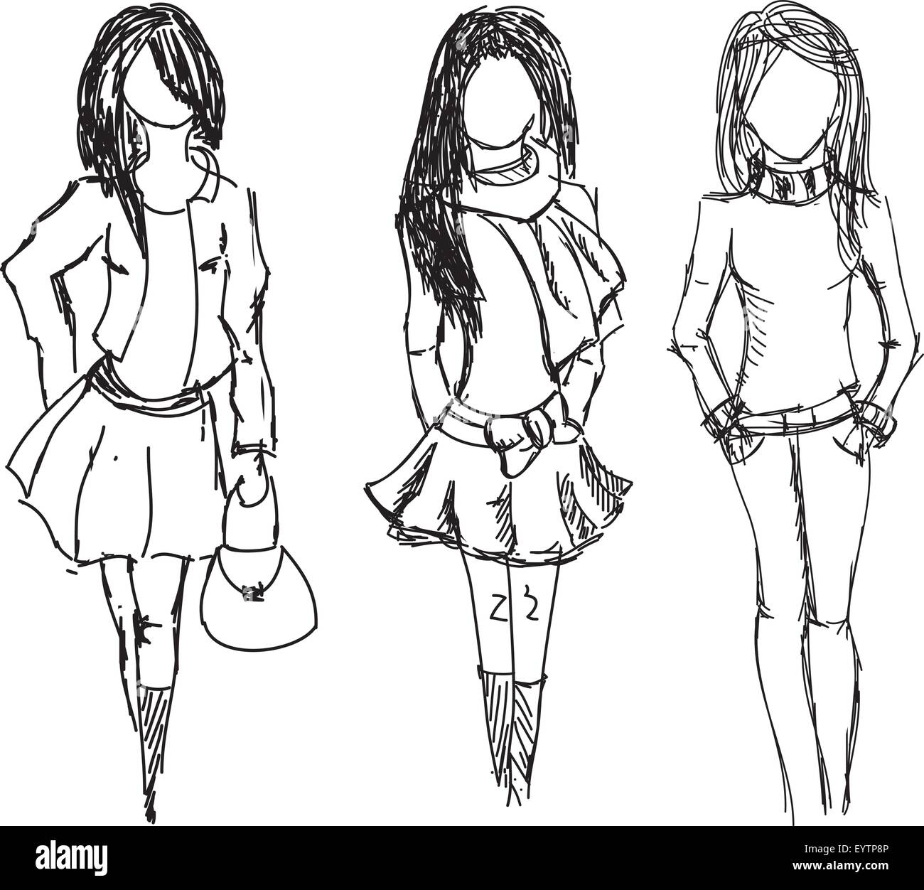 Drawn fashion girls Stock Vector Image & Art - Alamy