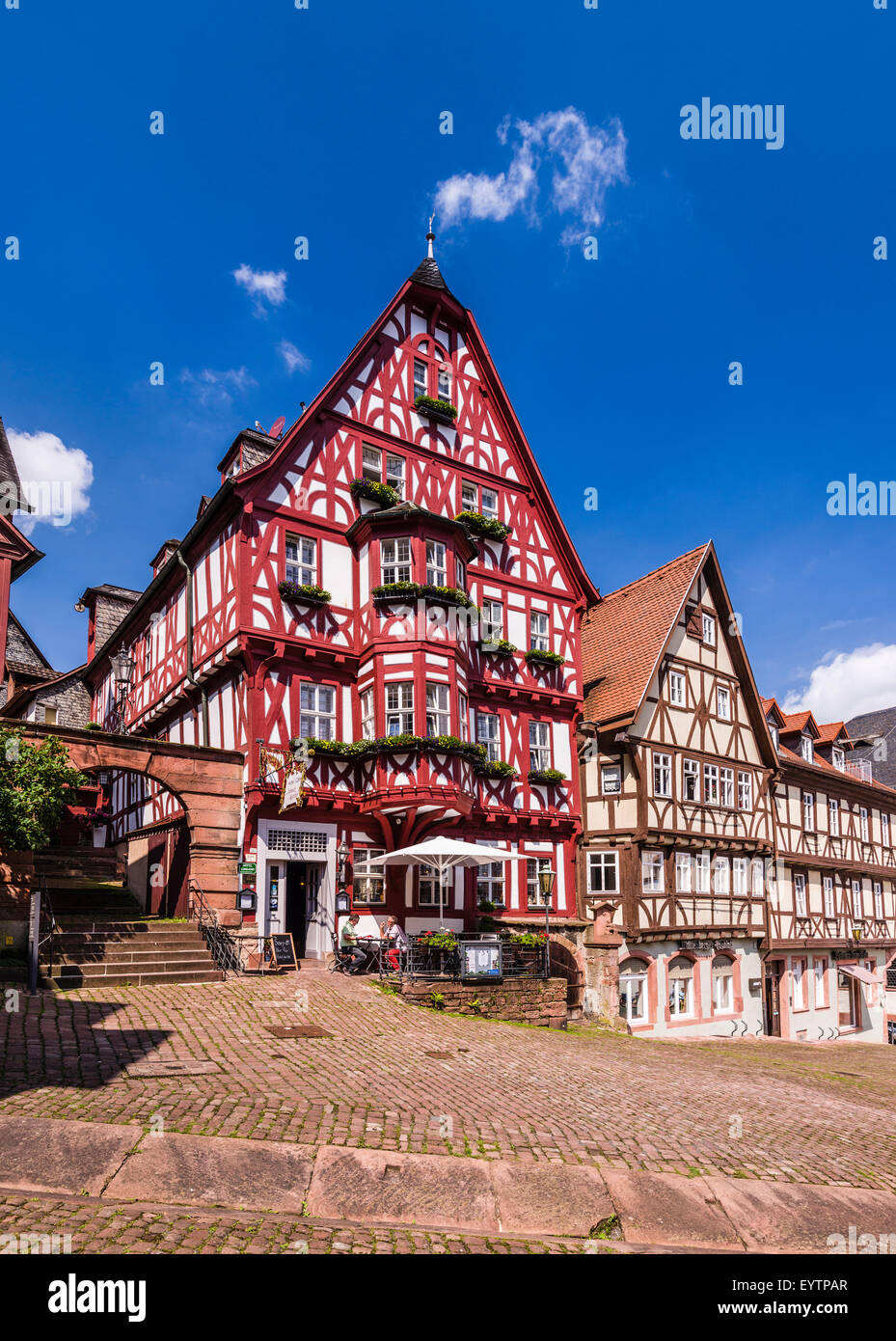 Germany, Bavaria, Lower Franconia, Mainfranken, the Main river, Miltenberg (town), market place, hotel 'Schmuckkästchen' Stock Photo