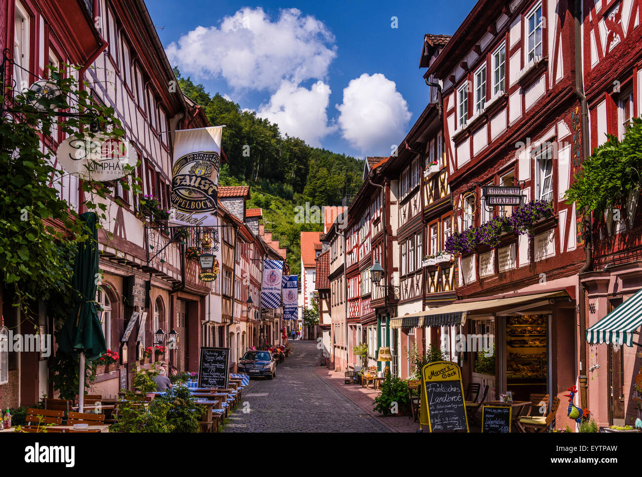 Germany, Bavaria, Lower Franconia, the Main river, Miltenberg (town), main street Stock Photo