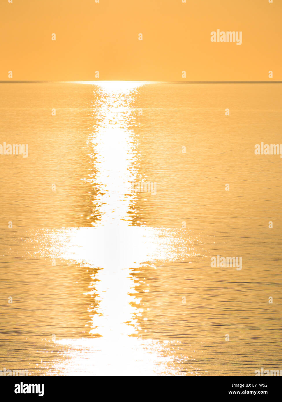 shape reflection sea. Sun reflection on the sea like shape of candelabrum Stock Photo