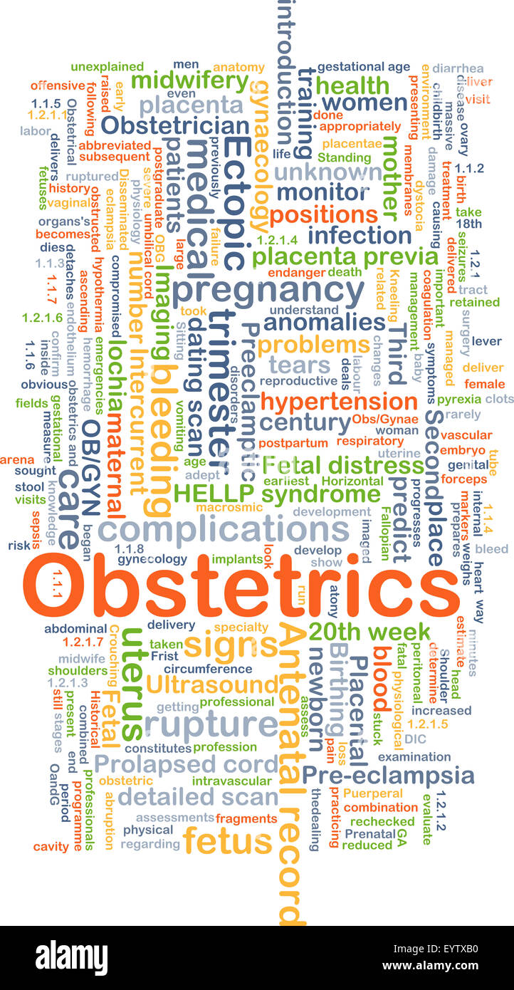 Background concept wordcloud illustration of obstetrics Stock Photo