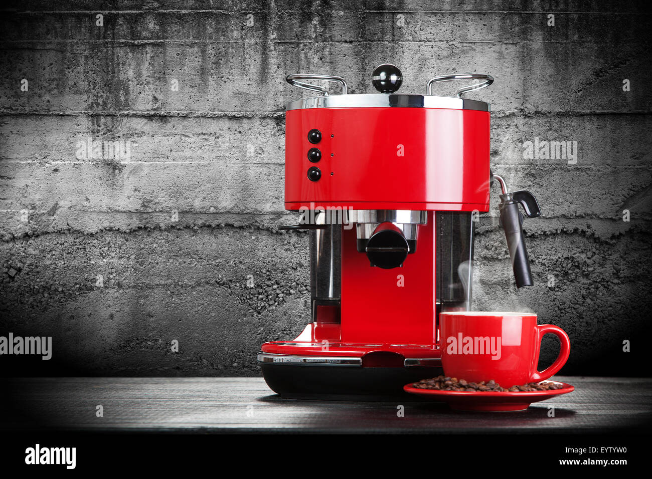 Red coffee machine Stock Photo - Alamy