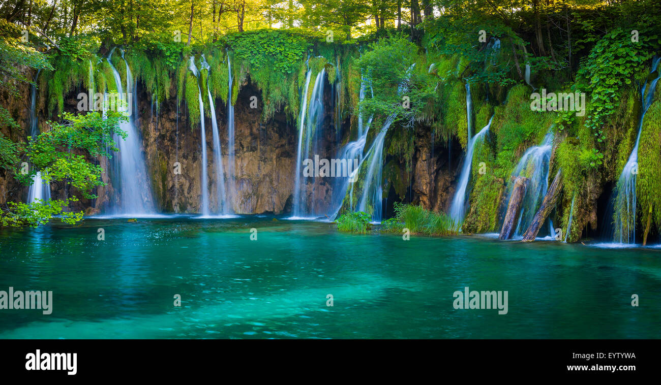 Plitvice Lakes National Park is one of the oldest national parks in Southeast Europe and the largest national park in Croatia. Stock Photo