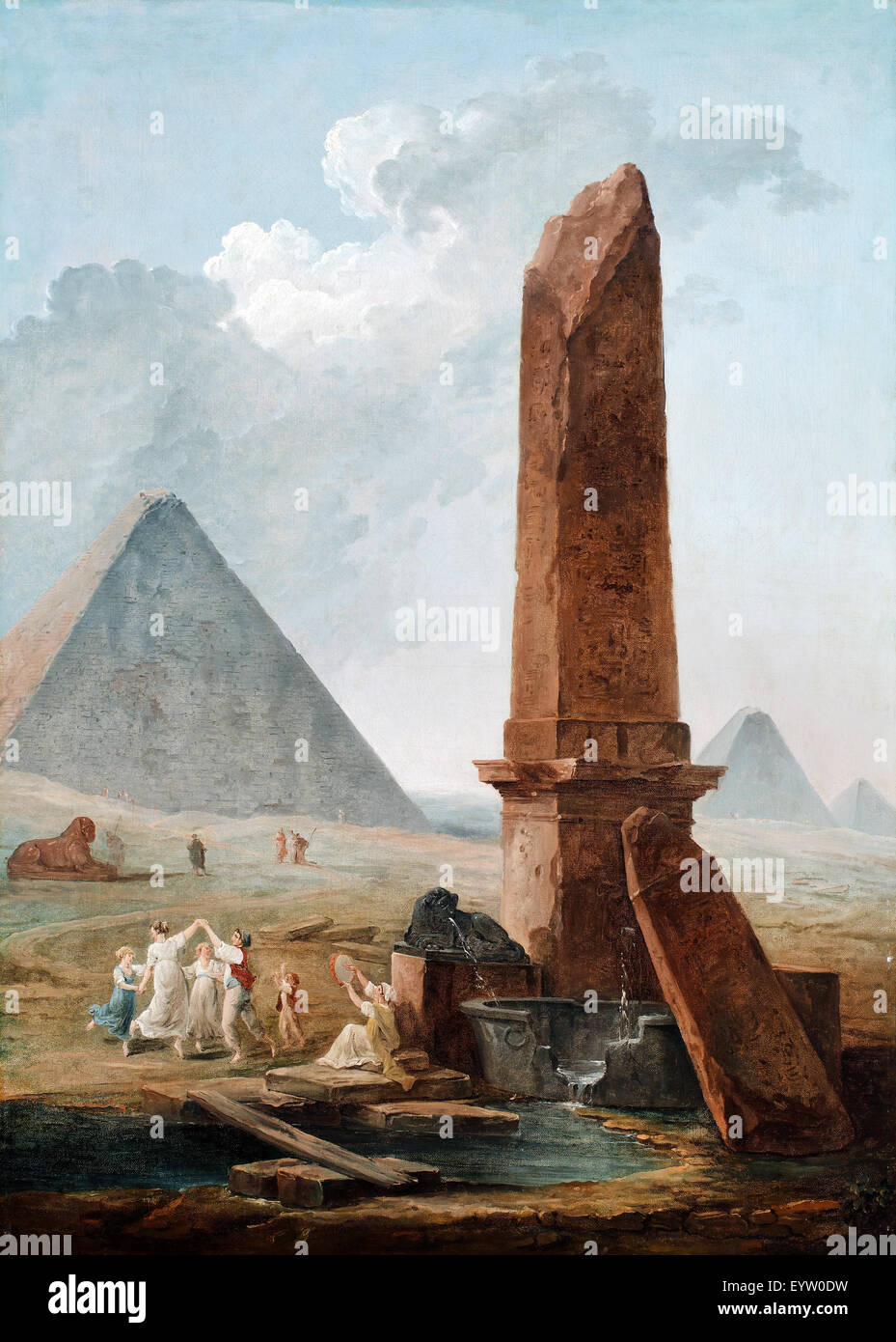 Hubert Robert, The Farandole Amidst Egyptian Monuments 1733-1808 Oil on canvas. Musée d’Art Classique de Mougins, Mougins France Stock Photo