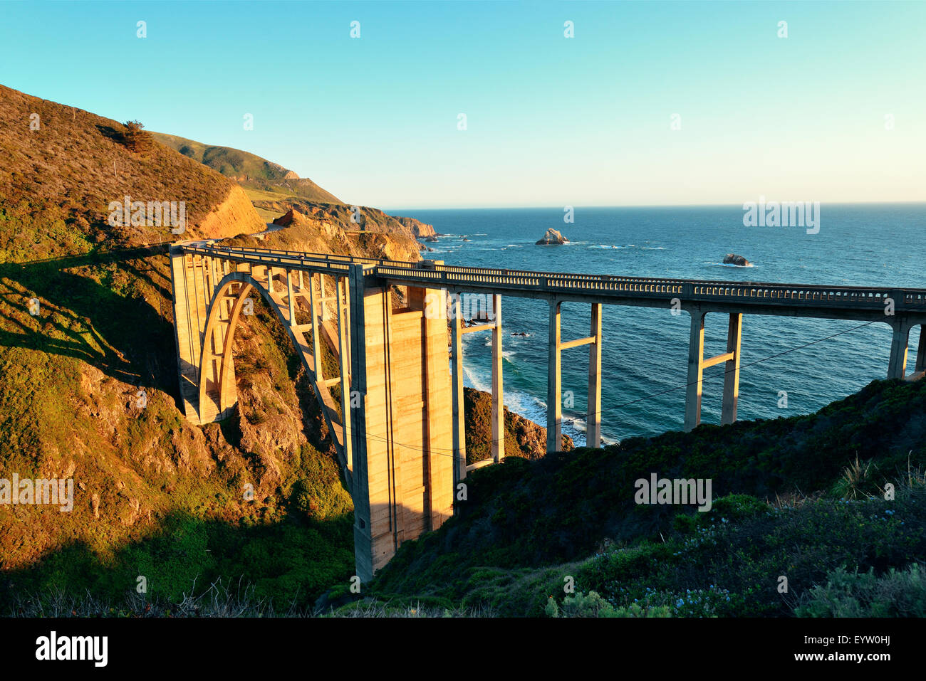 Bixby Bridge as the famous landmark in Big Sur California Stock Photo ...