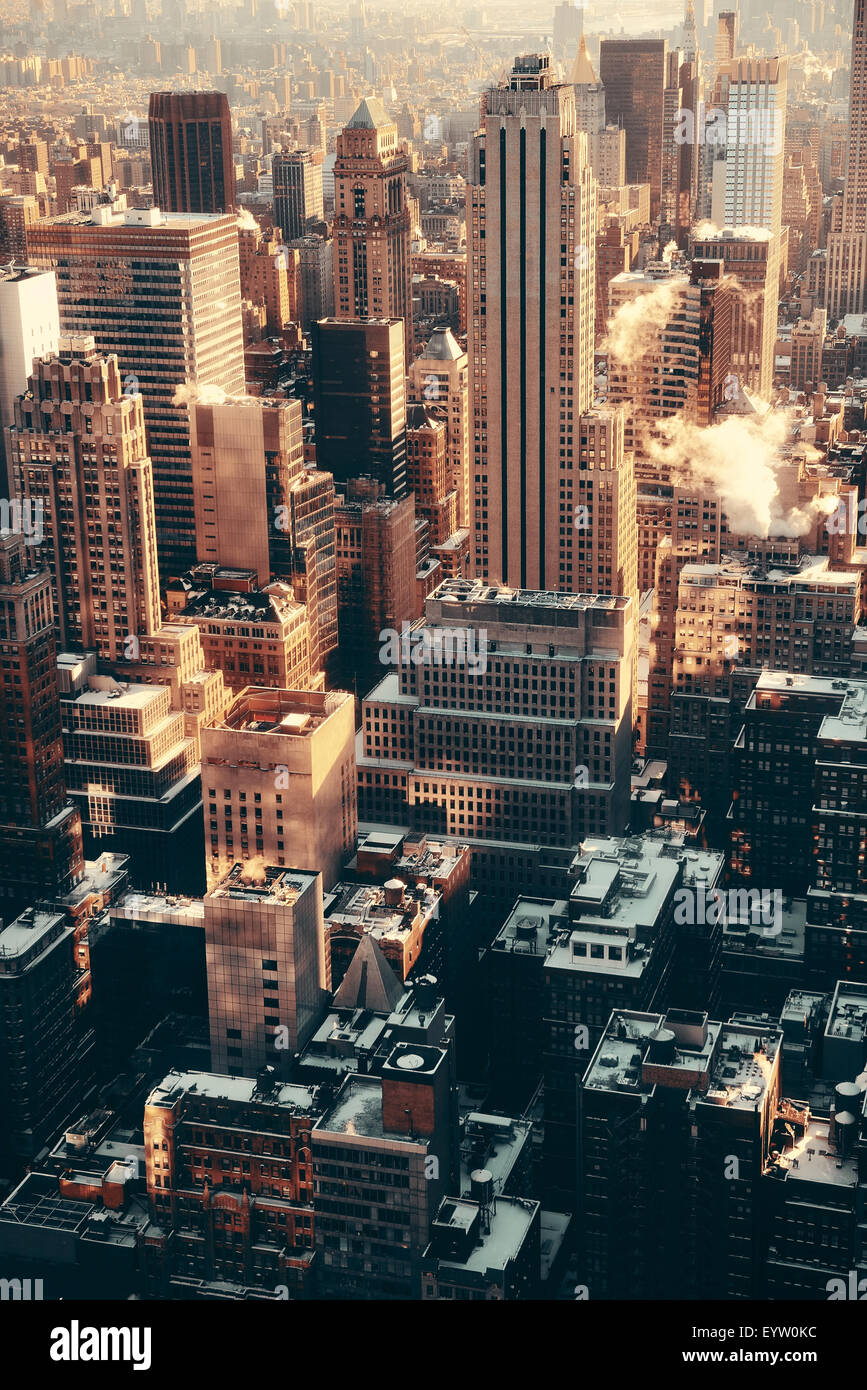 New York City skyscrapers rooftop urban view Stock Photo - Alamy